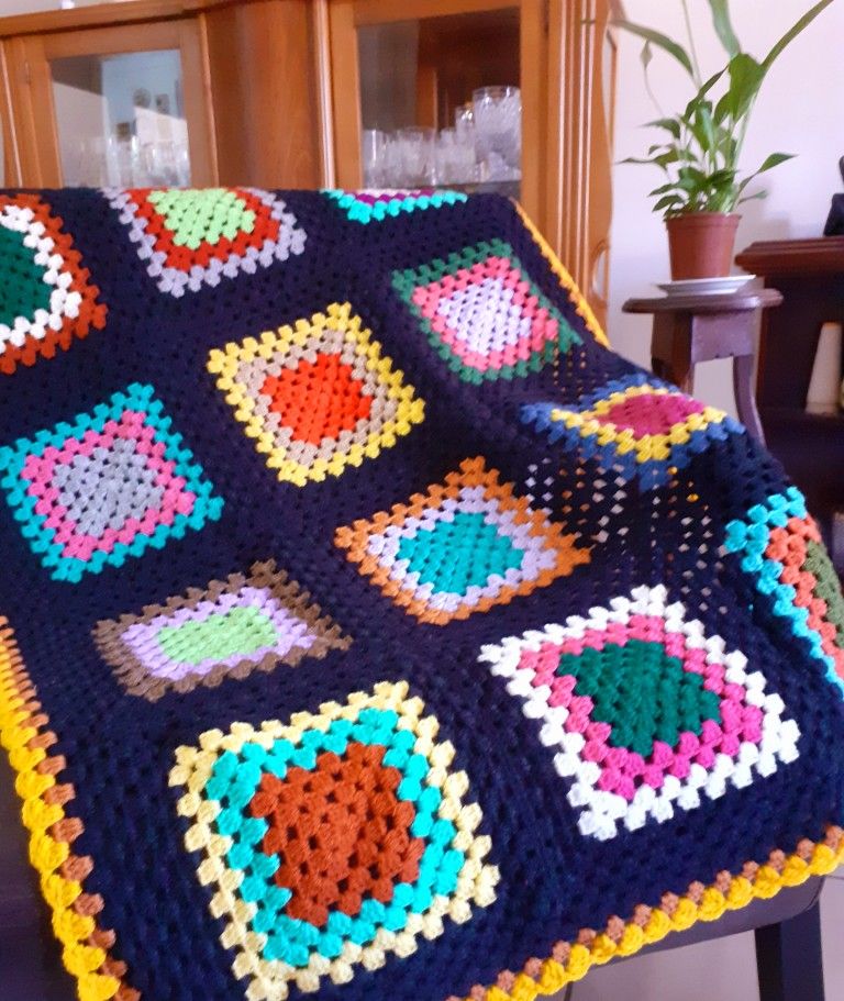 Colorful Granny Square Blanket