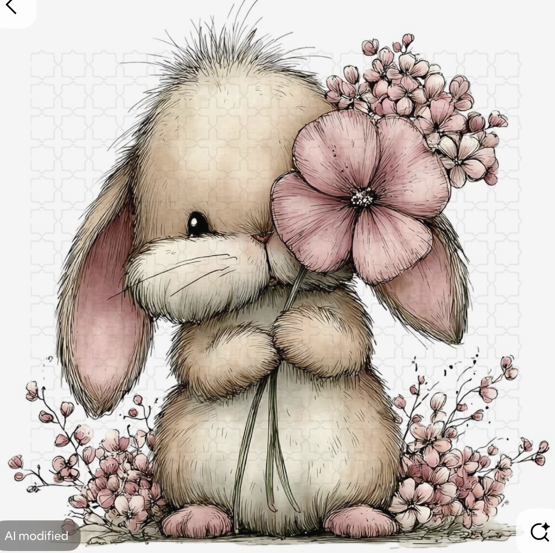 Cute Bunny With Pink Flowers