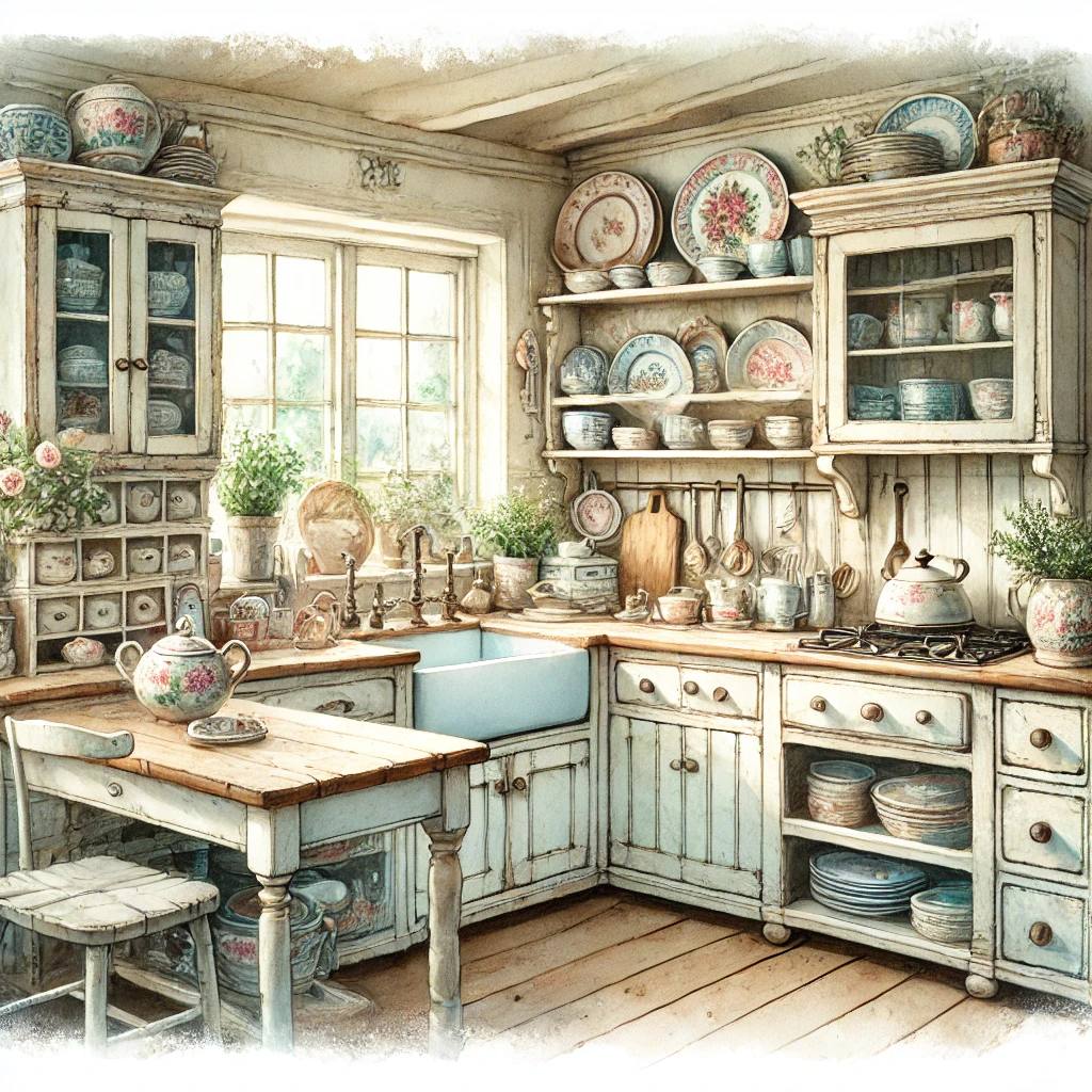 Vintage Cottage Kitchen Interior