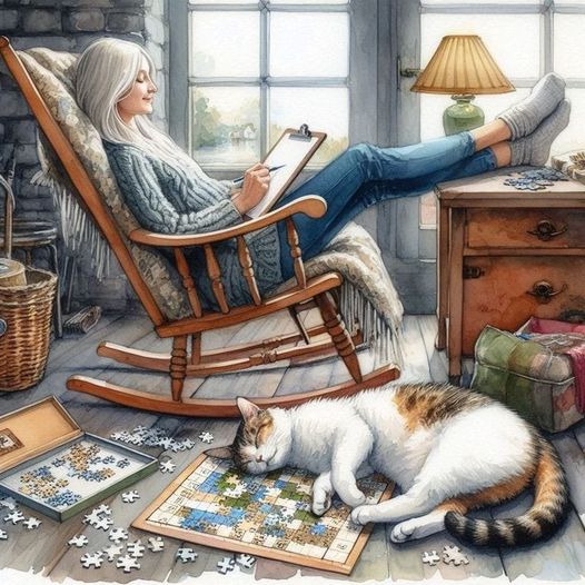 Woman and Cat
