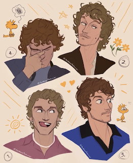 Curly Haired Man Character Sketches