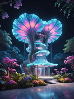Glowing Sci-Fi Alien Plant House