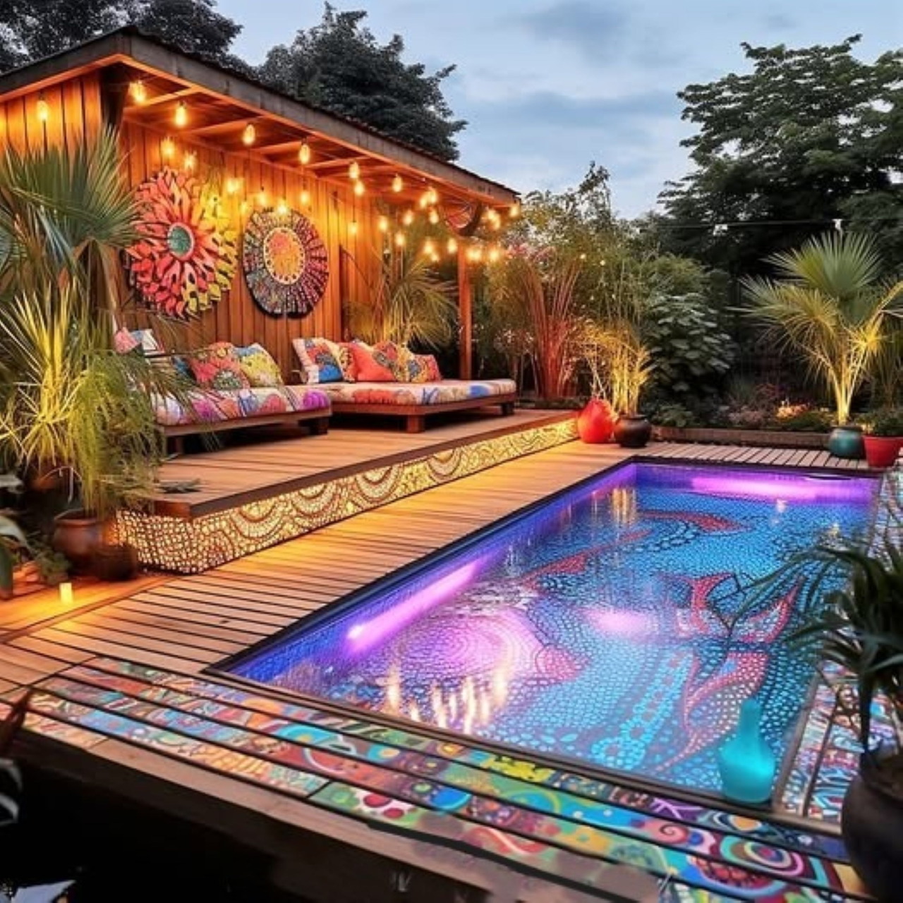 Mosaic Pool at Dusk