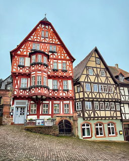 Half-timbered houses along a cobblestone street in Miltenberg, Bavaria