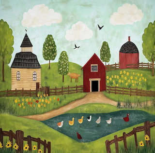 Folk Art Farm Scene