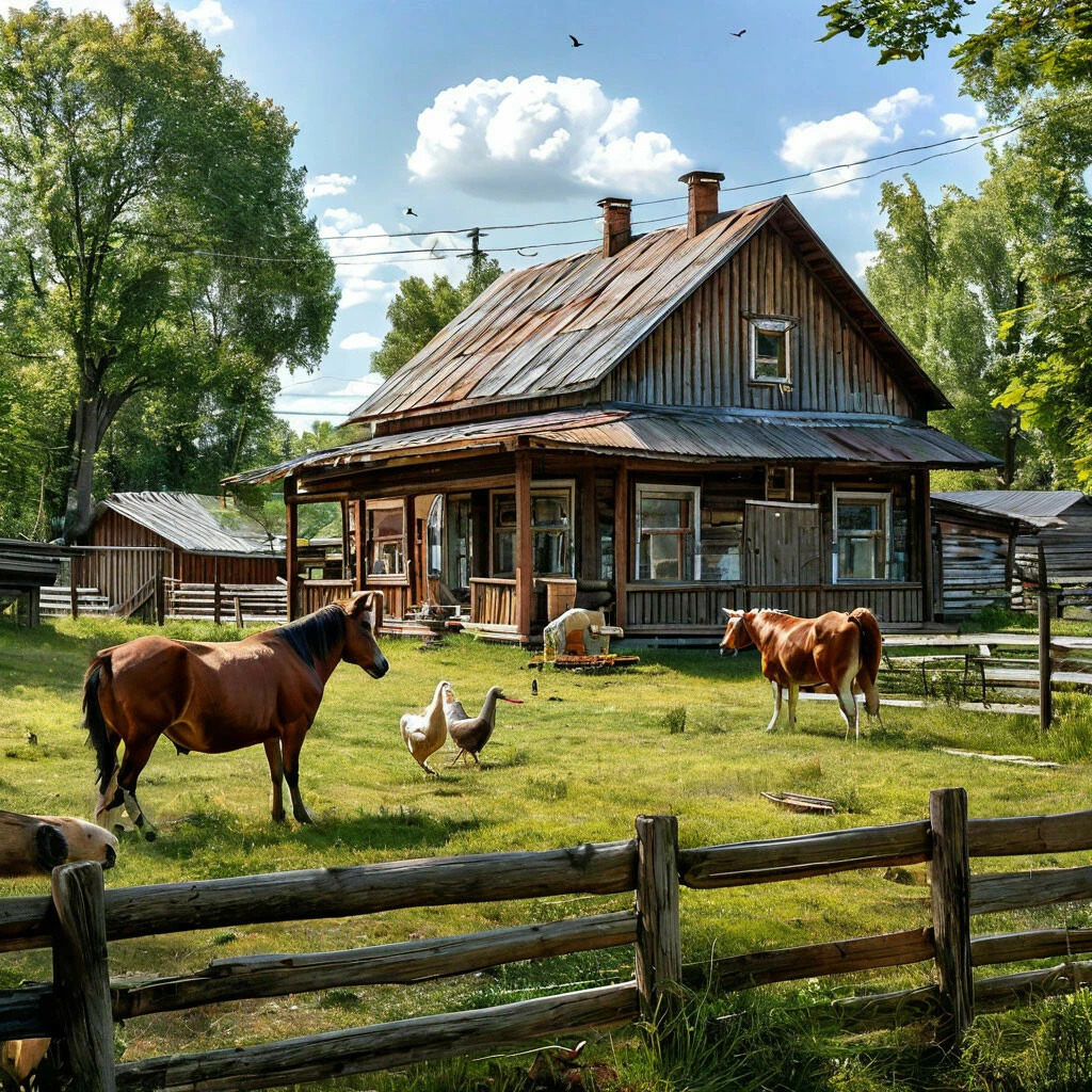 Rural Farm with Horses