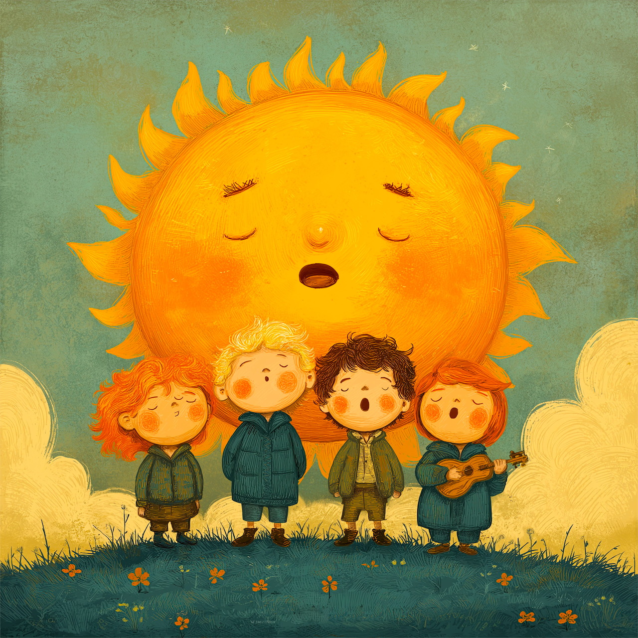 Children Singing with Sun