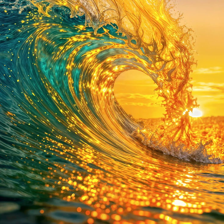 Ocean Wave at Sunset