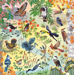 Colorful Birds and Flowers