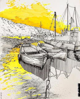 Harbor Boats Sketch