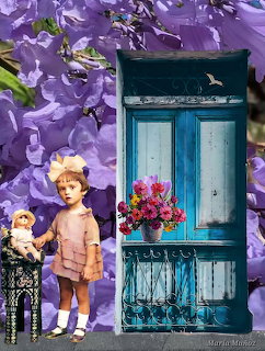 Vintage Dolls Purple Flowers