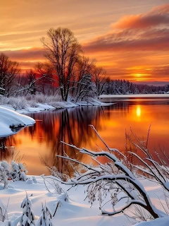 Winter Sunset Over Snowy River