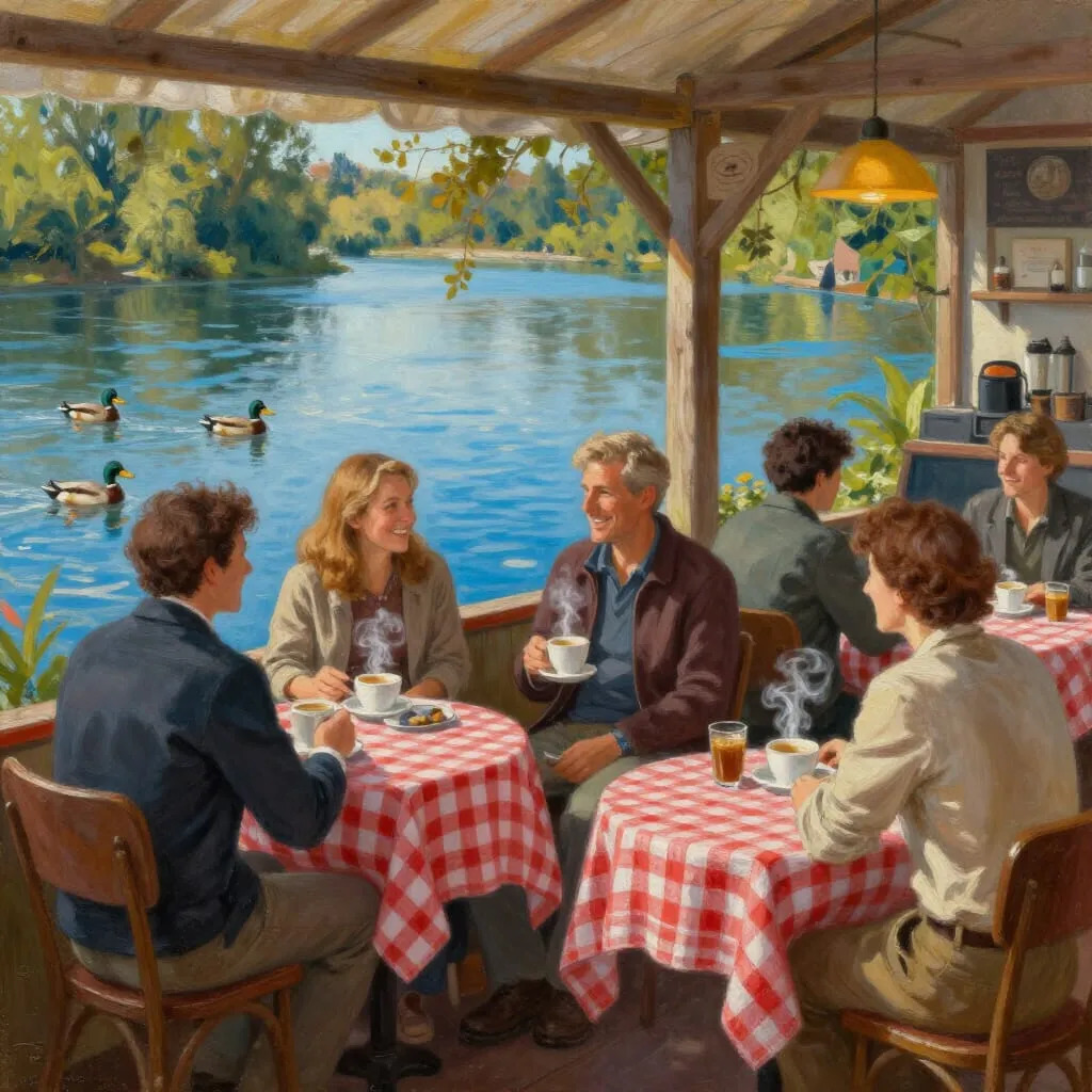 Lakeside Cafe Painting
