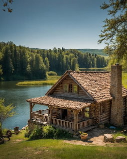 Log Cabin by Lake