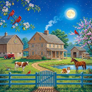 Peaceful Farm at Night