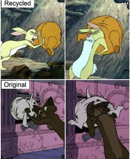 Four-panel collage of Disney cartoon animal scenes with animated characters in close-up