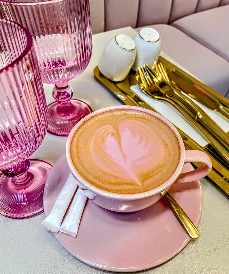 Pink Heart Latte Art