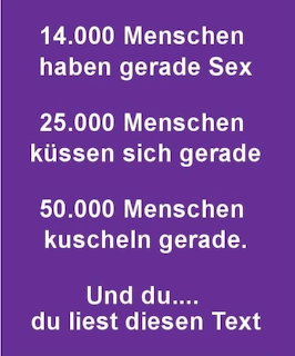 White German text on purple background listing statistics about people kissing, cuddling, and reading