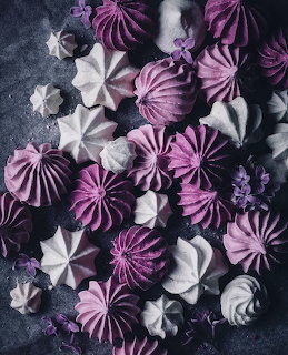 Purple and White Meringue Puffs