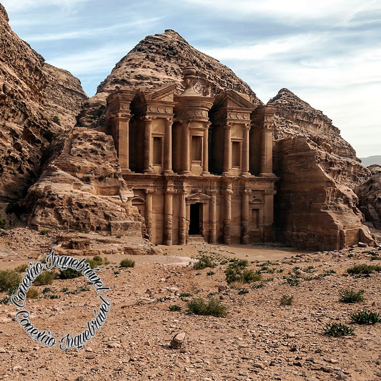 The Monastery (Ad Deir) carved into sandstone cliffs at Petra, Jordan