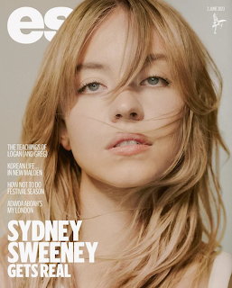 Sydney Sweeney on the cover of ES Magazine with blonde hair and a soft expression
