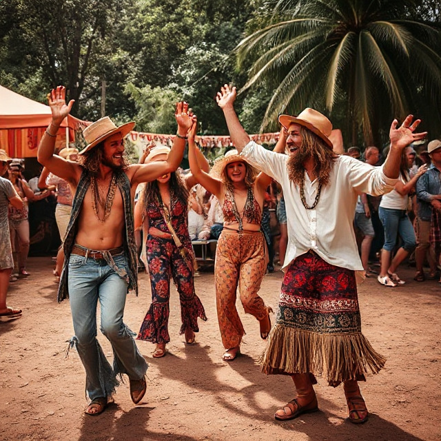 Hippies Dancing at Festival