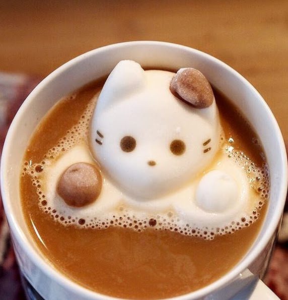 Cat Marshmallow in Coffee