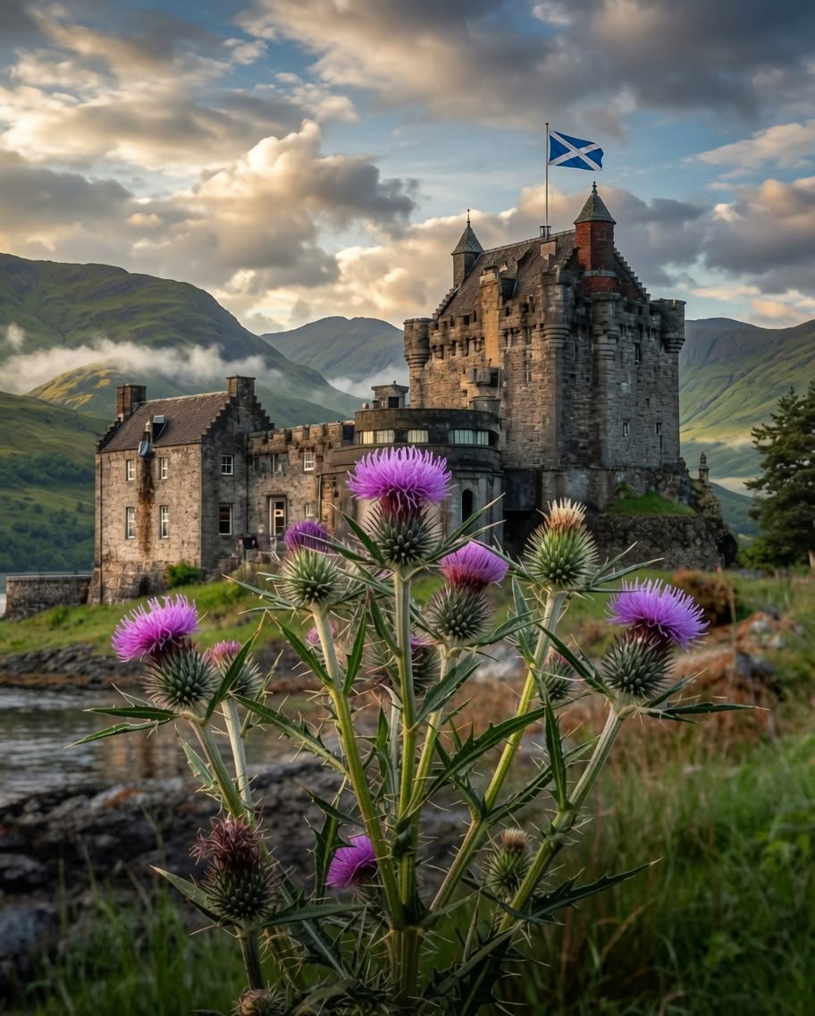 Scottish Castle and Thistles