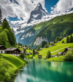 Swiss Alpine Village Lake