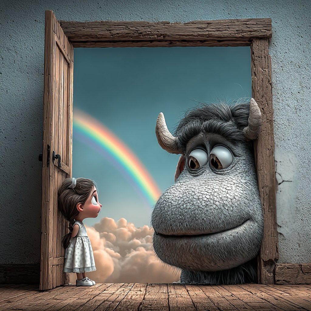 Girl with Giant Bull