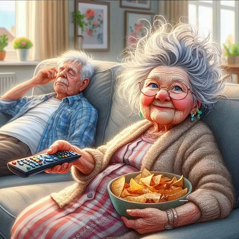 Elderly Couple Watching TV