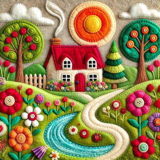 Felt Craft Cottage Garden Scene