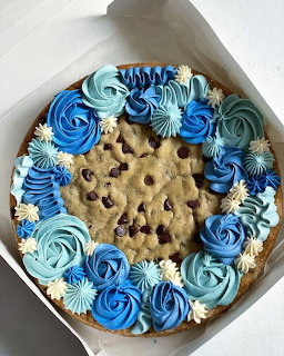 Cookie Cake with Blue Frosting