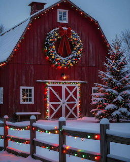 Christmas Barn in Snow
