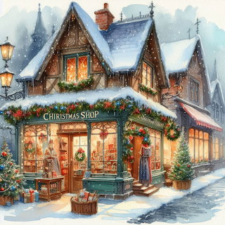 Christmas Shop Winter Scene
