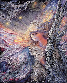 Fantasy fairy with iridescent wings and ornate crown in a cosmic starry setting