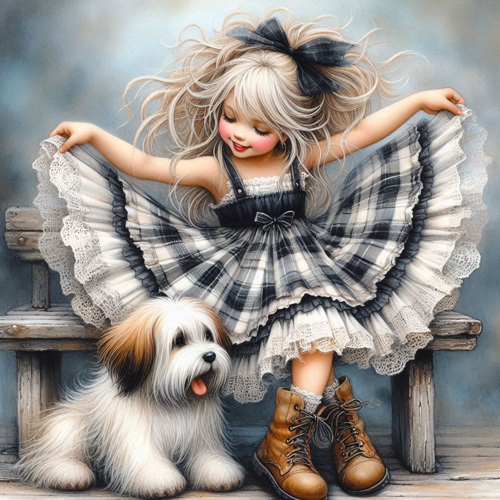 Girl with Dog Portrait