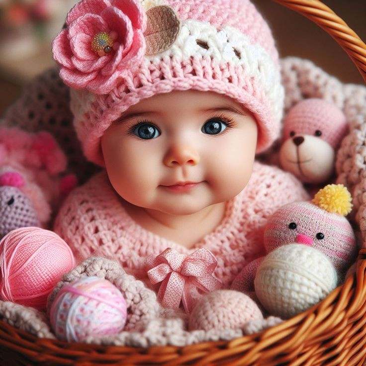 Baby in Pink Knit Hat