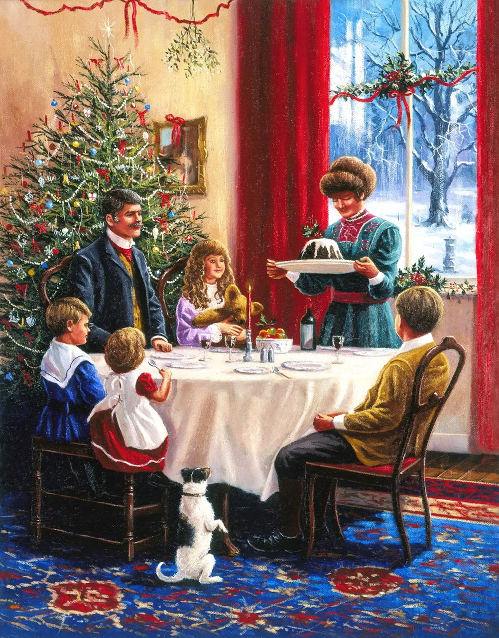 Victorian Christmas Family Scene