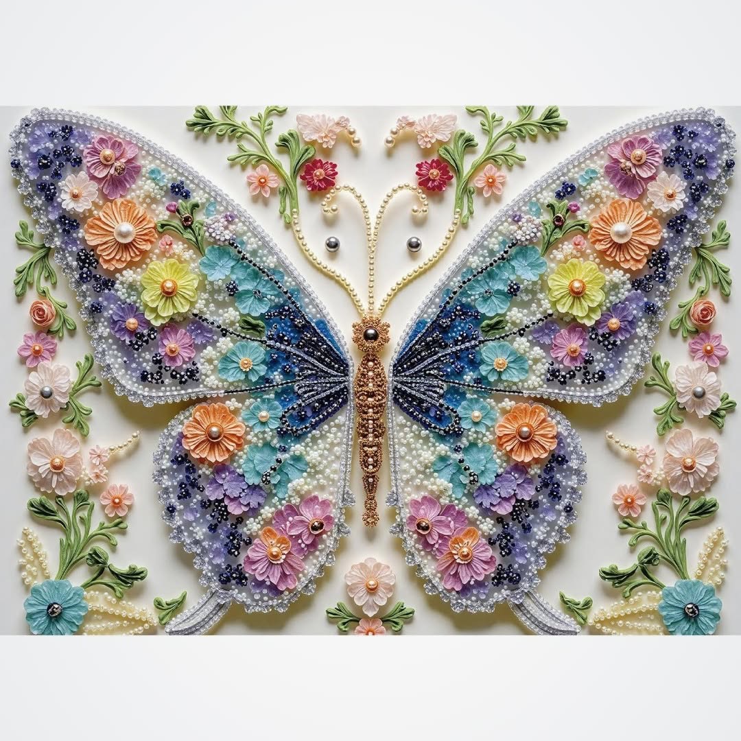 Floral Embroidered Butterfly