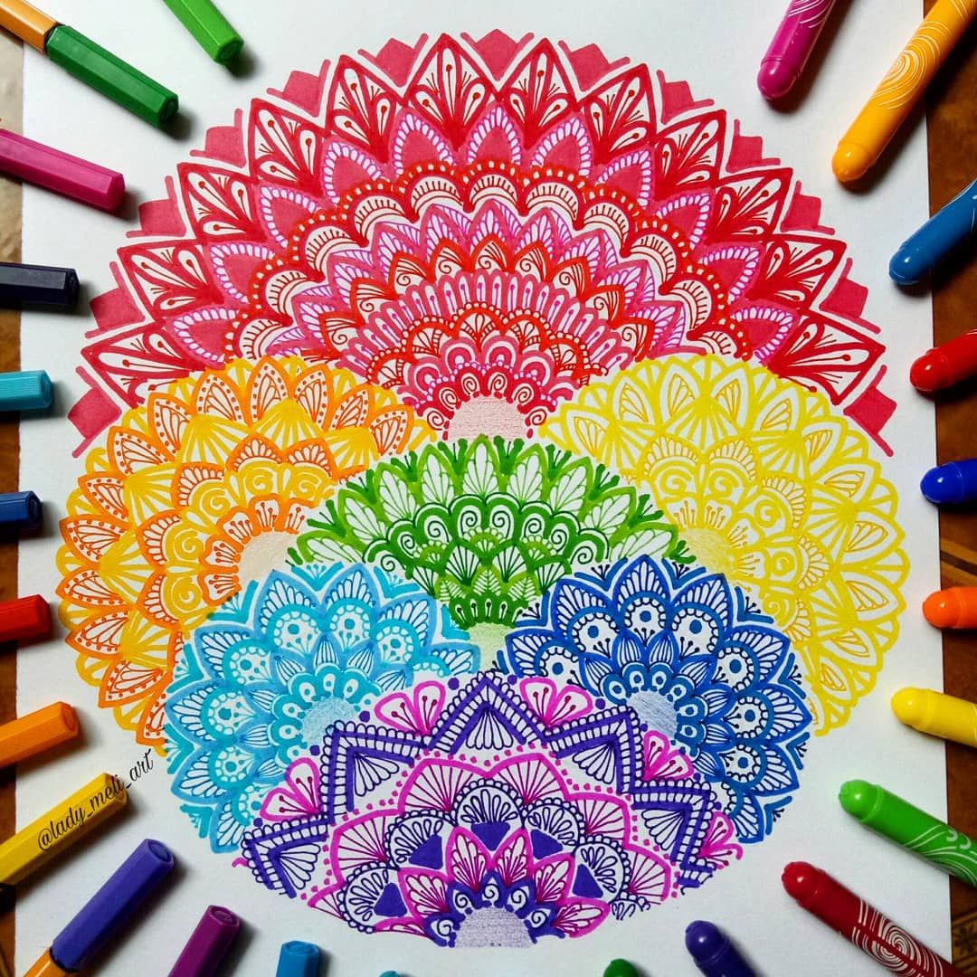 Rainbow Mandala Coloring Art