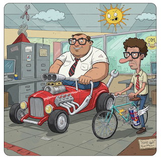 Cartoon Office Hot Rod