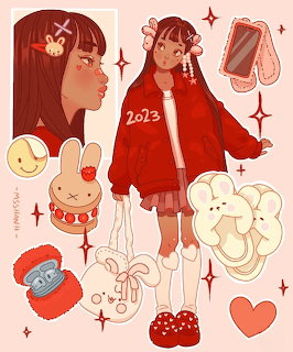 Cute Red Outfit Girls Art