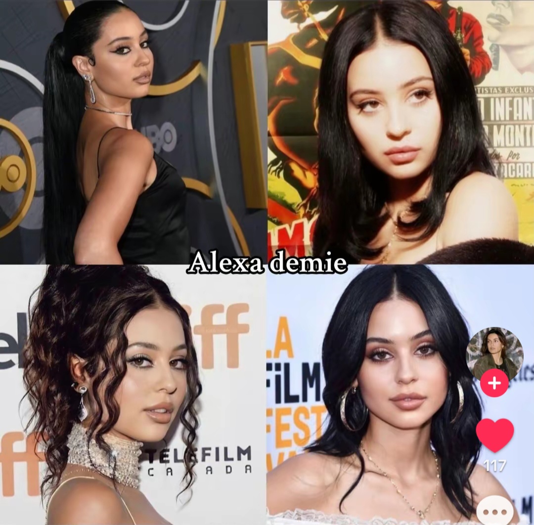 Collage of four portrait photos of Alexa Demie at public events