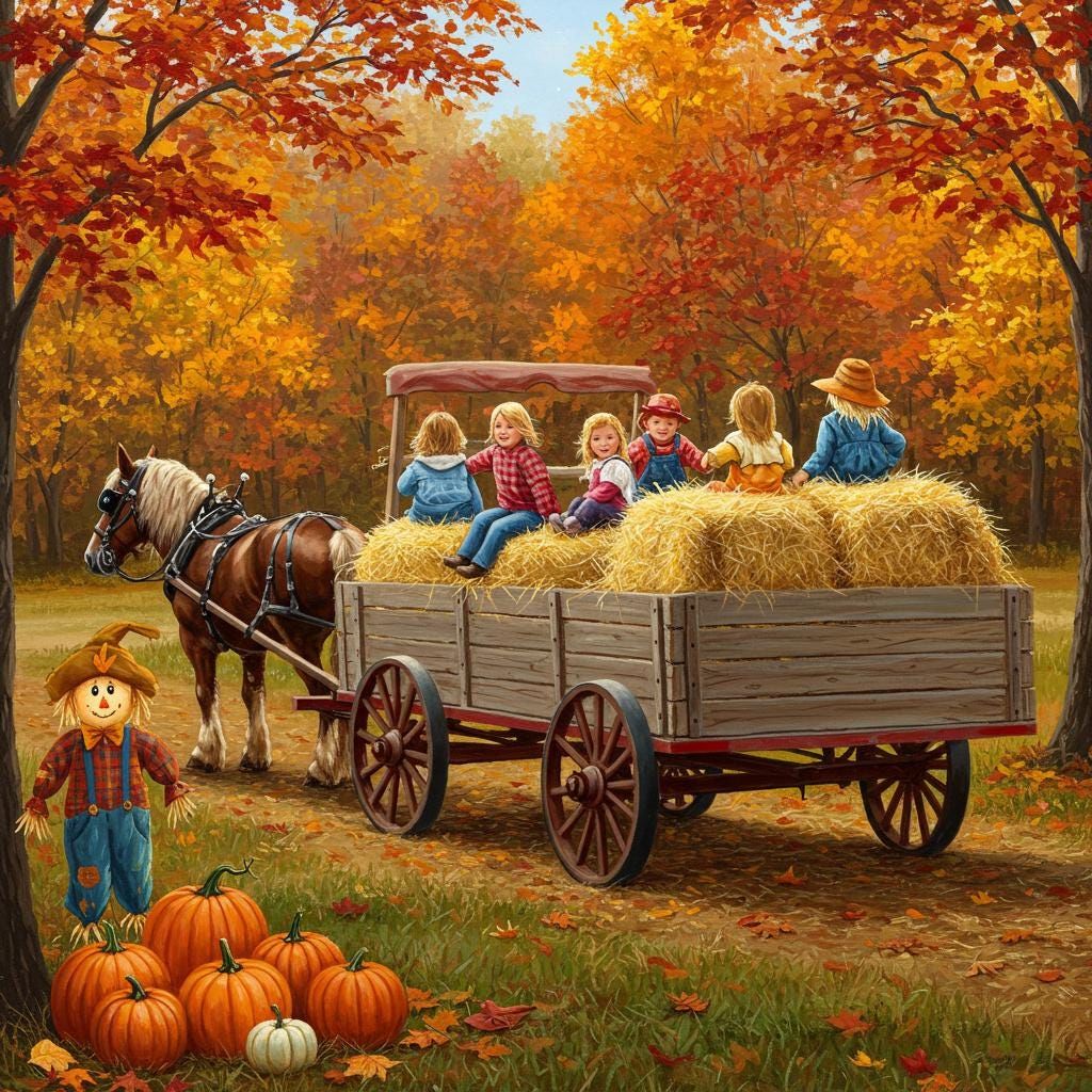 Autumn Hayride Scene