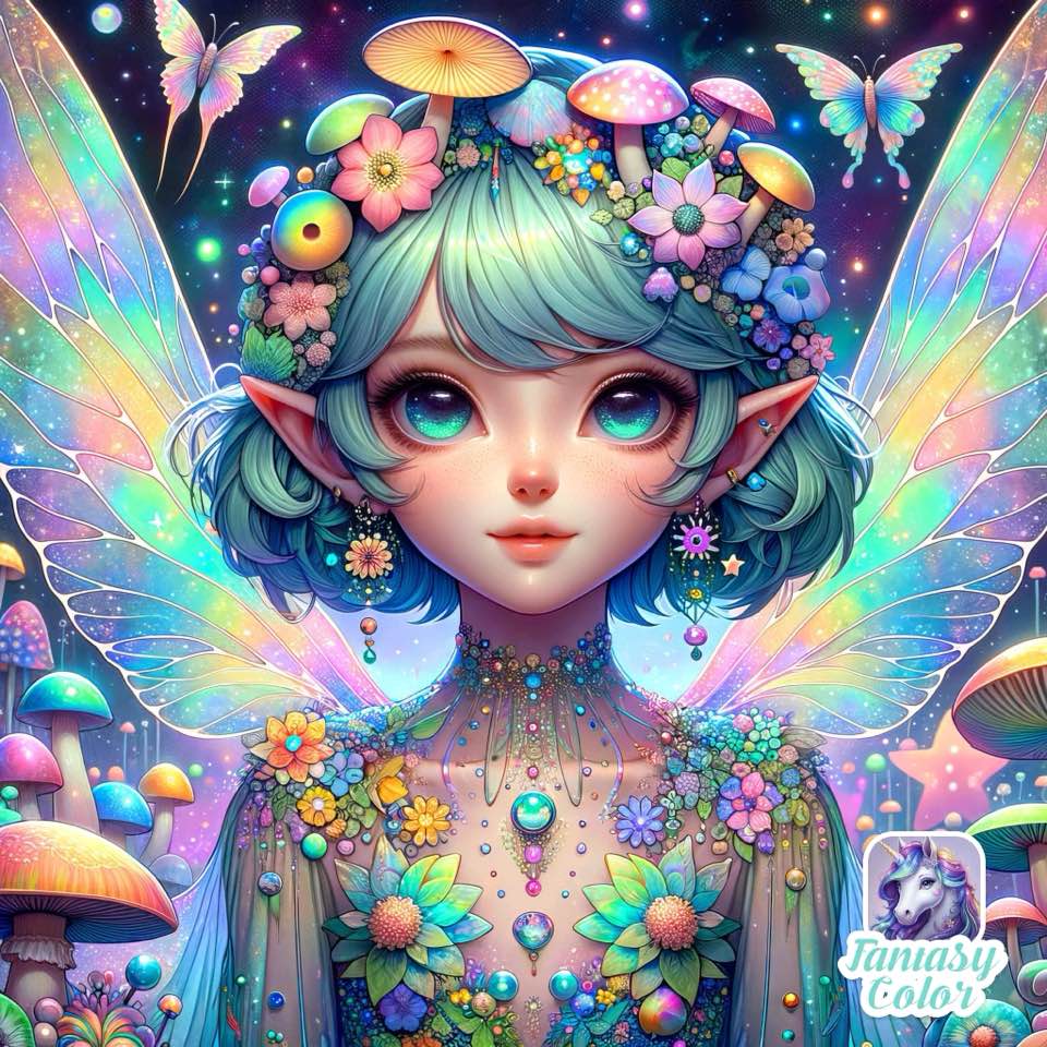 Fantasy Fairy with Rainbow Wings