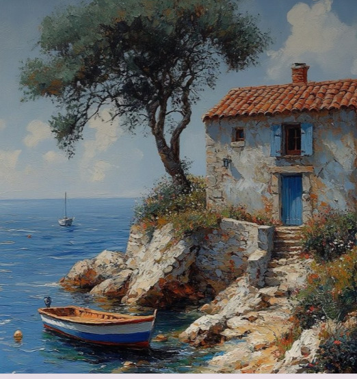 Seaside Cottage Painting
