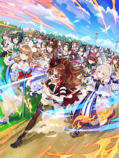 Anime art of cheerful girls in racing gear on sunny beach with dramatic sky