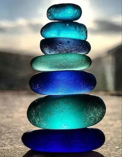 Stacked Blue Glass Stones