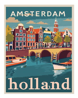 Amsterdam Holland Travel Poster